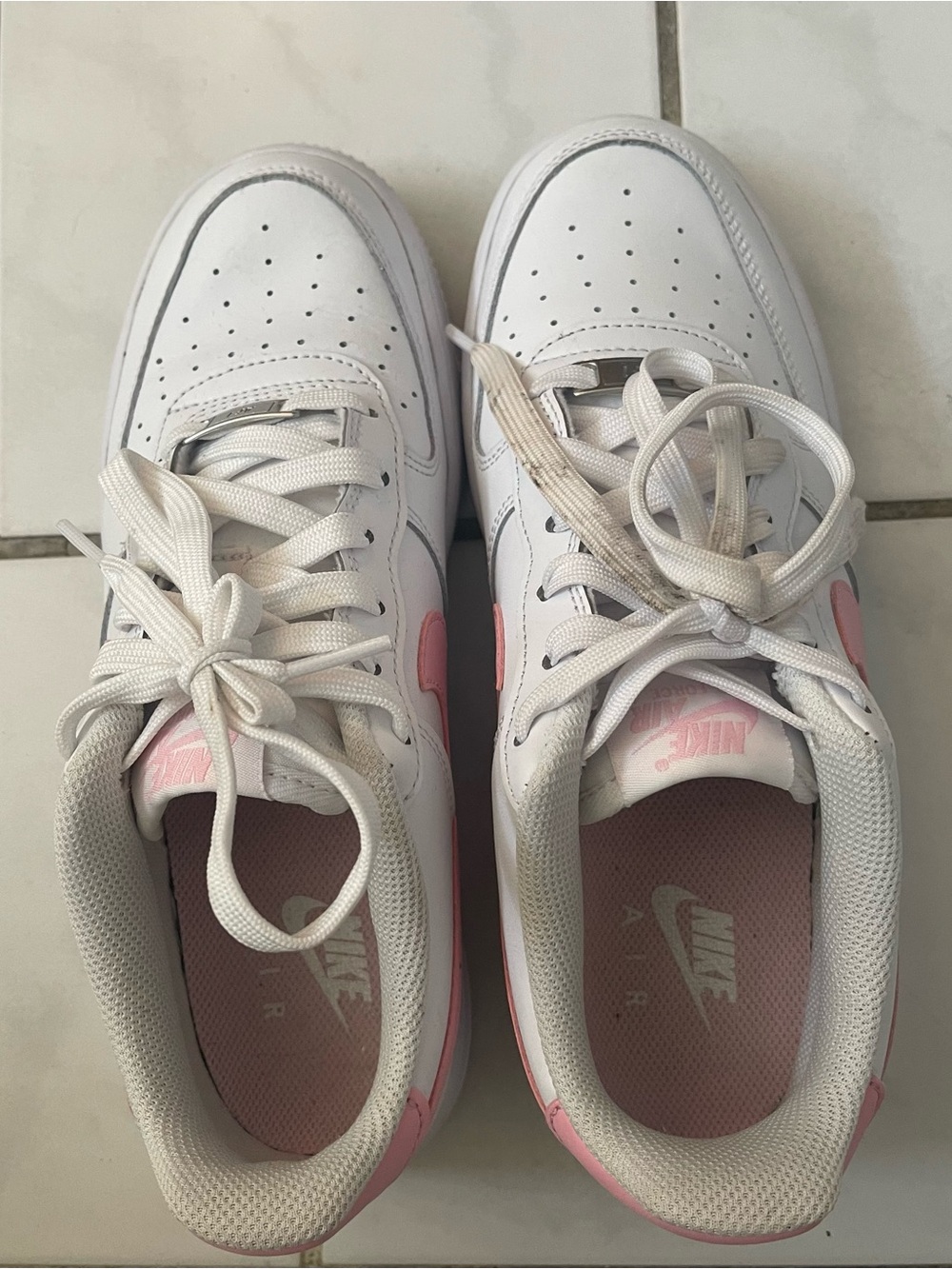 🤍🩷 Nike Air Force 1 Sneakers — White with Pink Swoosh - Picture 6 of 8